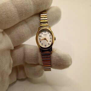 Ladies Timex Gold And Silver Toned Wristwatch Fresh Battery